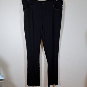 NYDJ Classic Black Jean Trousers Women’s 18W 5 Pocket Faux Leather Trim Straight